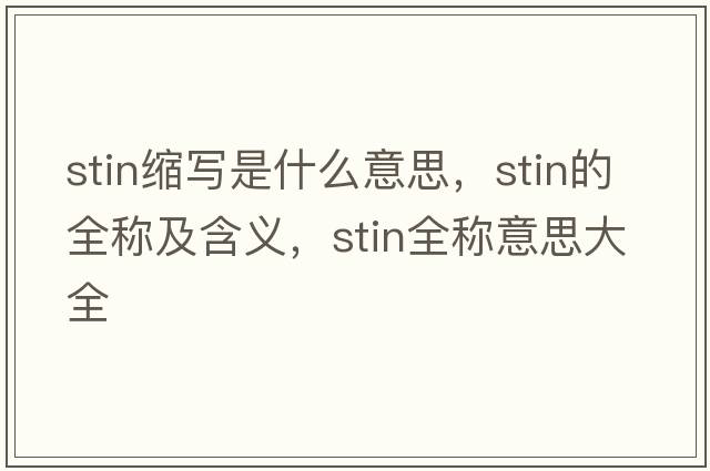 stin縮寫是什么意思，stin的全稱及含義，stin全稱意思大全