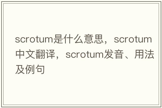 scrotum是什么意思，scrotum中文翻譯，scrotum發(fā)音、用法及例句