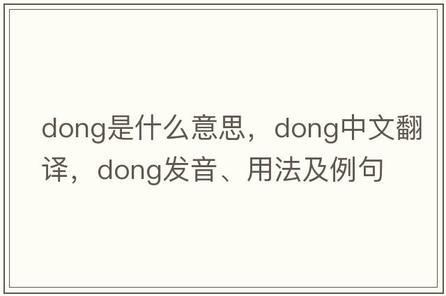 dong是什么意思，dong中文翻譯，dong發(fā)音、用法及例句