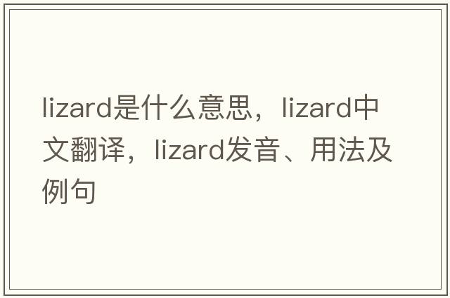 lizard是什么意思，lizard中文翻譯，lizard發(fā)音、用法及例句