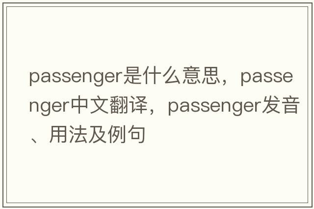 passenger是什么意思，passenger中文翻譯，passenger發(fā)音、用法及例句