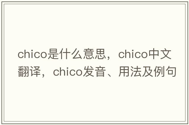 chico是什么意思，chico中文翻譯，chico發(fā)音、用法及例句