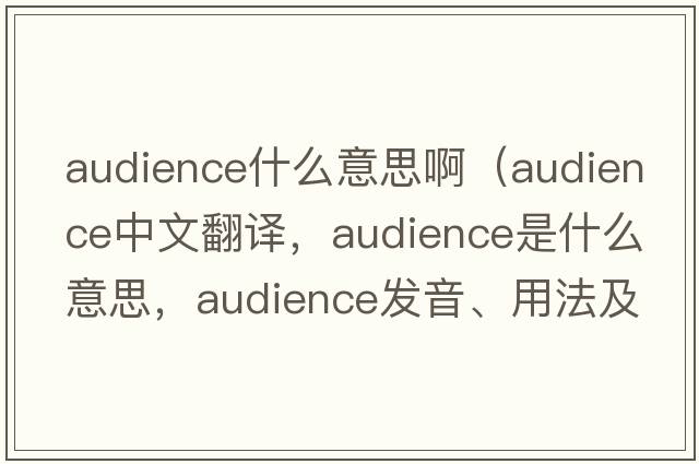 audience什么意思?。╝udience中文翻譯，audience是什么意思，audience發(fā)音、用法及例句）