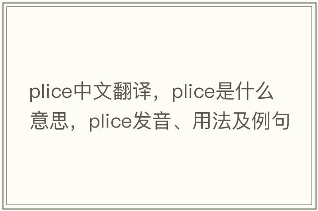 plice中文翻譯，plice是什么意思，plice發(fā)音、用法及例句