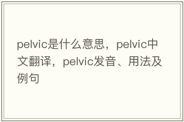 pelvic是什么意思，pelvic中文翻譯，pelvic發(fā)音、用法及例句