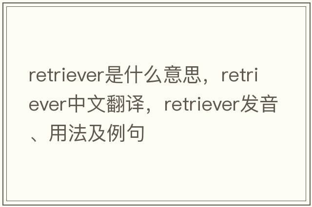 retriever是什么意思，retriever中文翻譯，retriever發(fā)音、用法及例句