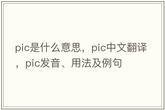 pic是什么意思，pic中文翻譯，pic發(fā)音、用法及例句