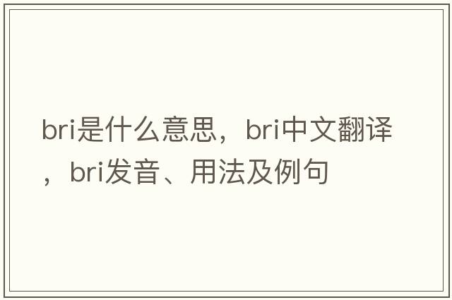 BRI是什么意思，BRI中文翻譯，BRI發(fā)音、用法及例句