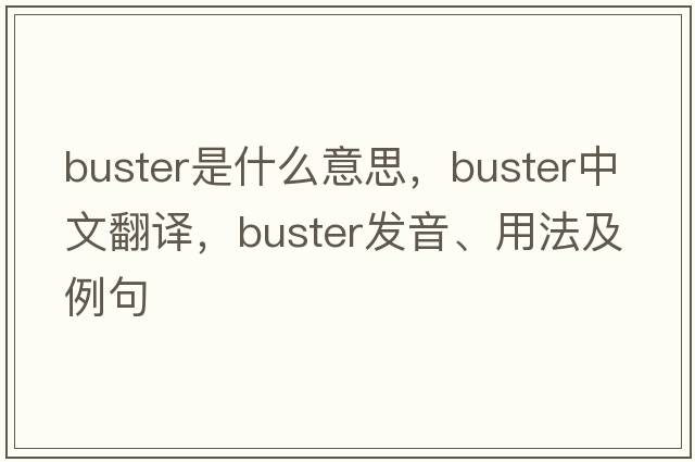 buster是什么意思，buster中文翻譯，buster發(fā)音、用法及例句