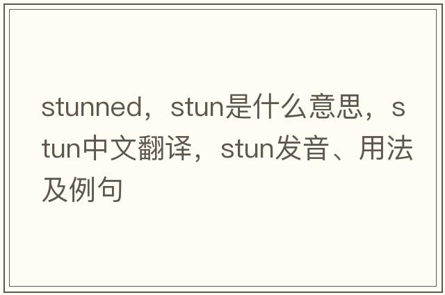 stunned，stun是什么意思，stun中文翻譯，stun發(fā)音、用法及例句