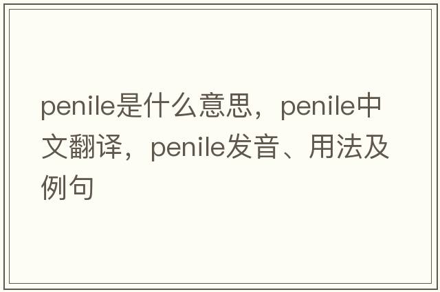 penile是什么意思，penile中文翻譯，penile發(fā)音、用法及例句