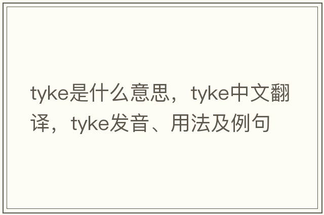tyke是什么意思，tyke中文翻譯，tyke發(fā)音、用法及例句