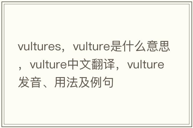 vultures，vulture是什么意思，vulture中文翻譯，vulture發(fā)音、用法及例句