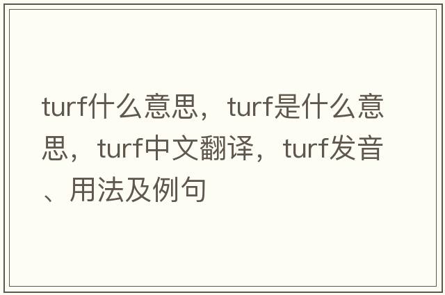 turf什么意思，turf是什么意思，turf中文翻譯，turf發(fā)音、用法及例句