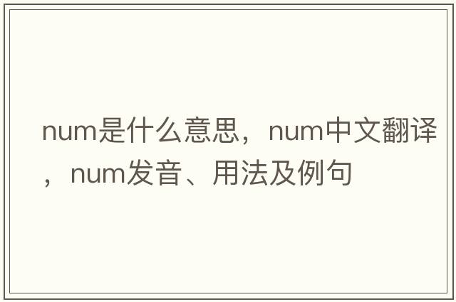 num是什么意思，num中文翻譯，num發(fā)音、用法及例句