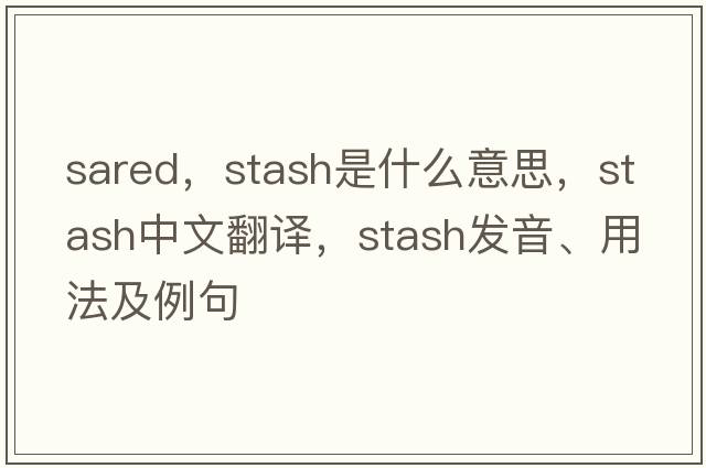 sared，stash是什么意思，stash中文翻譯，stash發(fā)音、用法及例句