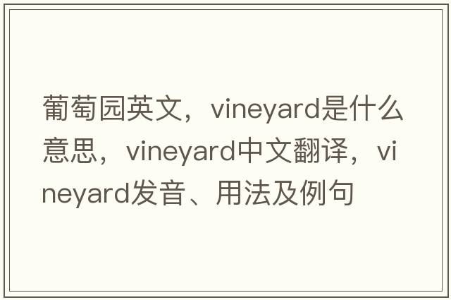 葡萄園英文，vineyard是什么意思，vineyard中文翻譯，vineyard發(fā)音、用法及例句