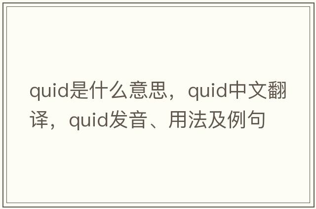 quid是什么意思，quid中文翻譯，quid發(fā)音、用法及例句