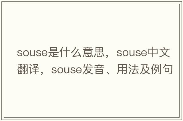 souse是什么意思，souse中文翻譯，souse發(fā)音、用法及例句