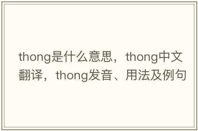 thong是什么意思，thong中文翻譯，thong發(fā)音、用法及例句