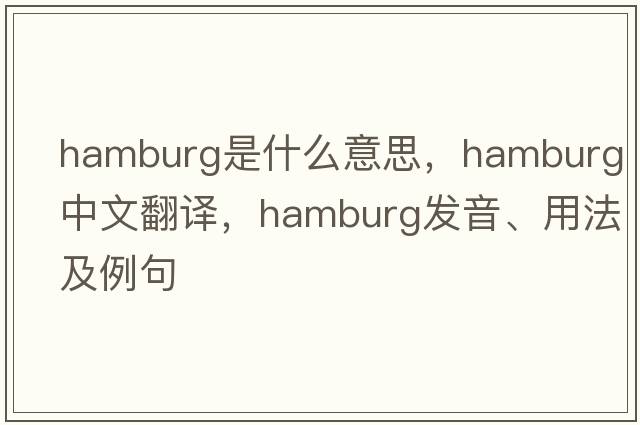 hamburg是什么意思，hamburg中文翻譯，hamburg發(fā)音、用法及例句