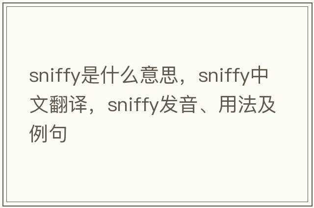 sniffy是什么意思，sniffy中文翻譯，sniffy發(fā)音、用法及例句