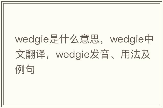 wedgie是什么意思，wedgie中文翻譯，wedgie發(fā)音、用法及例句