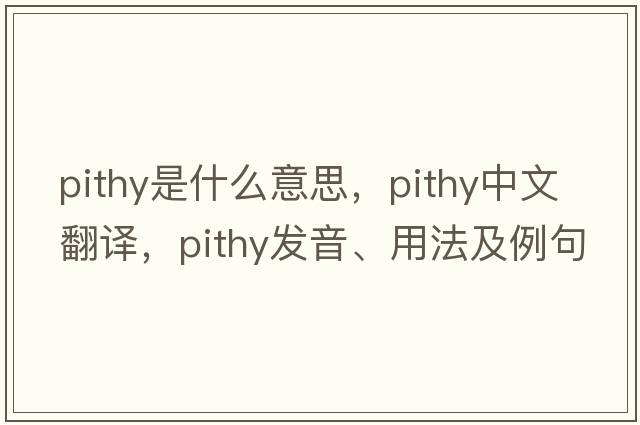 pithy是什么意思，pithy中文翻譯，pithy發(fā)音、用法及例句
