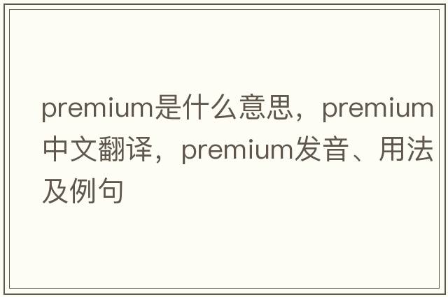 premium是什么意思，premium中文翻譯，premium發(fā)音、用法及例句