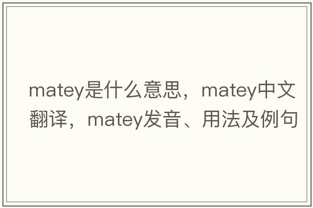 matey是什么意思，matey中文翻譯，matey發(fā)音、用法及例句