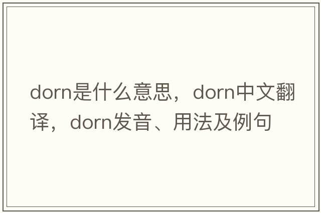 Dorn是什么意思，Dorn中文翻譯，Dorn發(fā)音、用法及例句