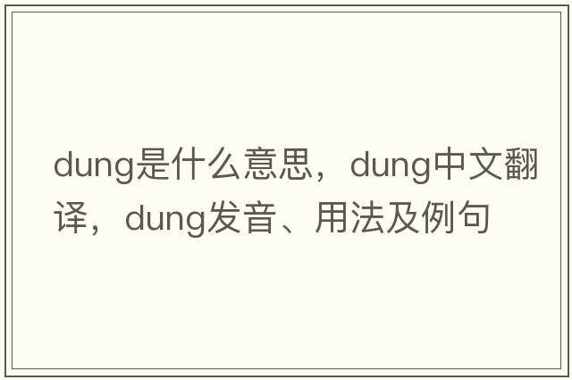 dung是什么意思，dung中文翻譯，dung發(fā)音、用法及例句