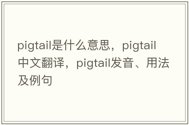 pigtail是什么意思，pigtail中文翻譯，pigtail發(fā)音、用法及例句