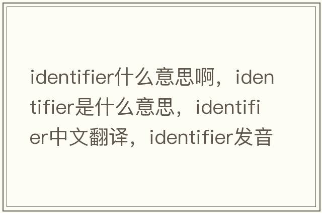 identifier什么意思啊，identifier是什么意思，identifier中文翻譯，identifier發(fā)音、用法及例句