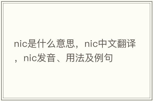 NIC是什么意思，NIC中文翻譯，NIC發(fā)音、用法及例句