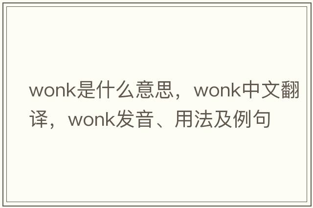 wonk是什么意思，wonk中文翻譯，wonk發(fā)音、用法及例句
