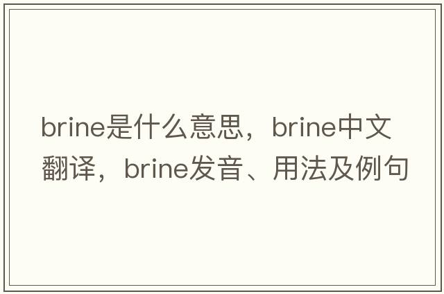 brine是什么意思，brine中文翻譯，brine發(fā)音、用法及例句