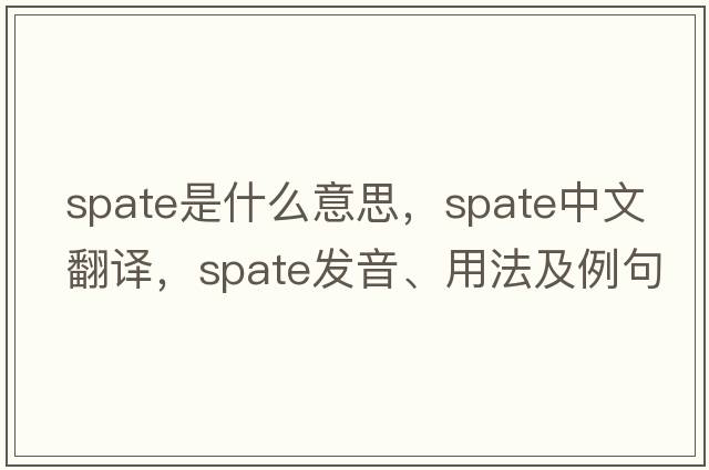 spate是什么意思，spate中文翻譯，spate發(fā)音、用法及例句