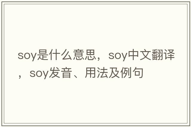 soy是什么意思，soy中文翻譯，soy發(fā)音、用法及例句