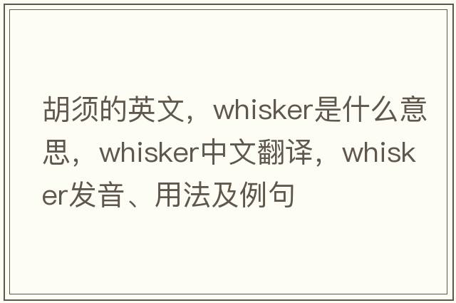 胡須的英文，whisker是什么意思，whisker中文翻譯，whisker發(fā)音、用法及例句