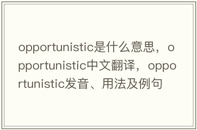 opportunistic是什么意思，opportunistic中文翻譯，opportunistic發(fā)音、用法及例句