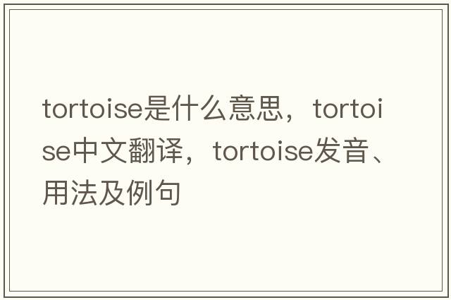 tortoise是什么意思，tortoise中文翻譯，tortoise發(fā)音、用法及例句