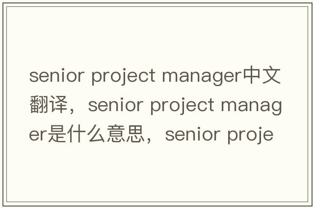 senior project manager中文翻譯，senior project manager是什么意思，senior project manager發(fā)音、用法及例句