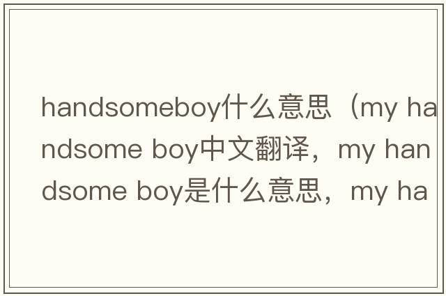 handsomeboy什么意思（my handsome boy中文翻譯，my handsome boy是什么意思，my handsome boy發(fā)音、用法及例句）
