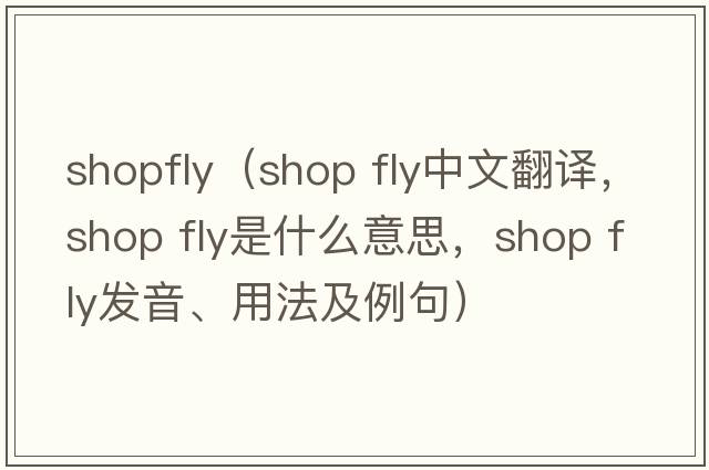shopfly（shop fly中文翻譯，shop fly是什么意思，shop fly發(fā)音、用法及例句）