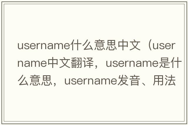 username什么意思中文（username中文翻譯，username是什么意思，username發(fā)音、用法及例句）