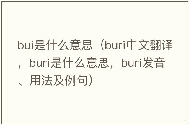 bui是什么意思（Buri中文翻譯，Buri是什么意思，Buri發(fā)音、用法及例句）