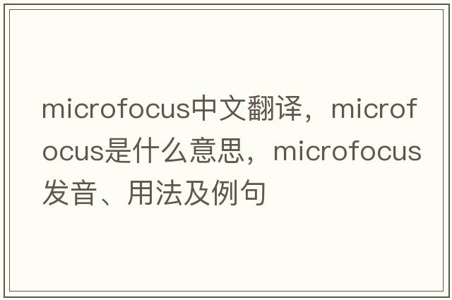 microfocus中文翻譯，microfocus是什么意思，microfocus發(fā)音、用法及例句