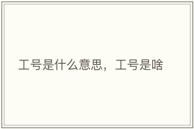 工號是什么意思，工號是啥